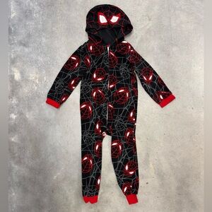 Spider-Man Hooded Pajama One Piece Size XS 4/5 Kids Marvel Sleeper